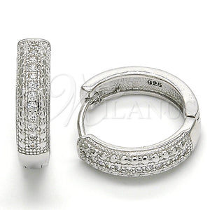 Argolla Huggie 02.186.0122.1.20 Plata Rodinada, con Micro Pave Blanca, Pulido, Rodinado