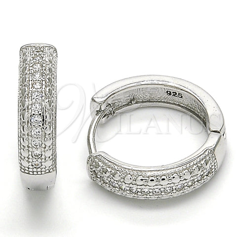 Argolla Huggie 02.186.0122.1.20 Plata Rodinada, con Micro Pave Blanca, Pulido, Rodinado