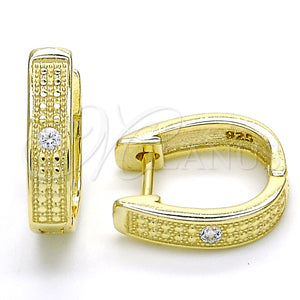 Argolla Huggie 02.186.0129.15 Plata Rodinada, con Zirconia Cubica Blanca, Pulido, Tono Dorado