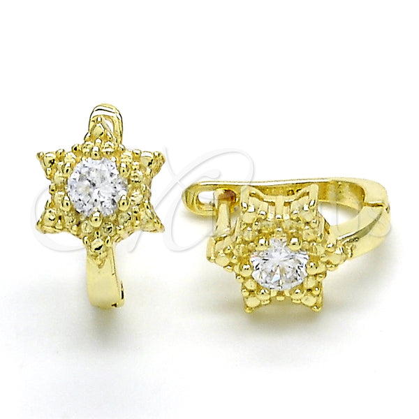 Argolla Huggie 02.186.0131.12 Plata Rodinada, con Blanca Zirconia Cubica, Pulido, Tono Dorado