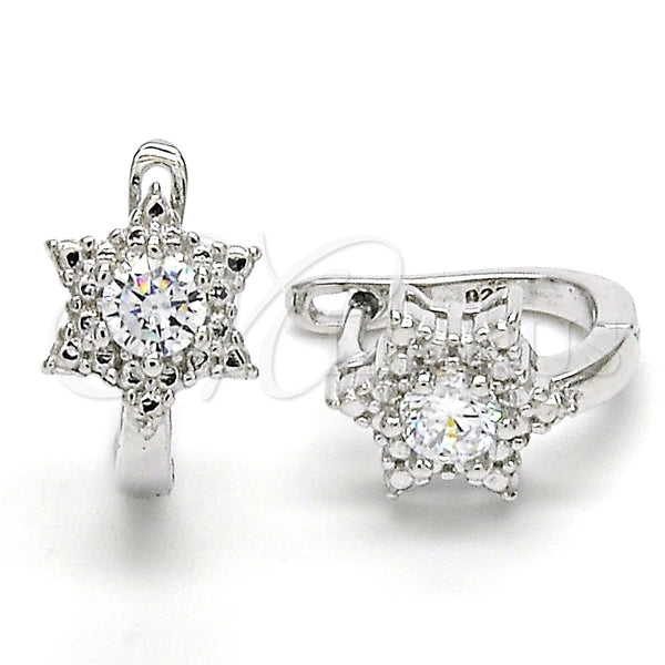 Argolla Huggie 02.186.0131.1.12 Plata Rodinada, con Blanca Zirconia Cubica, Pulido, Rodinado