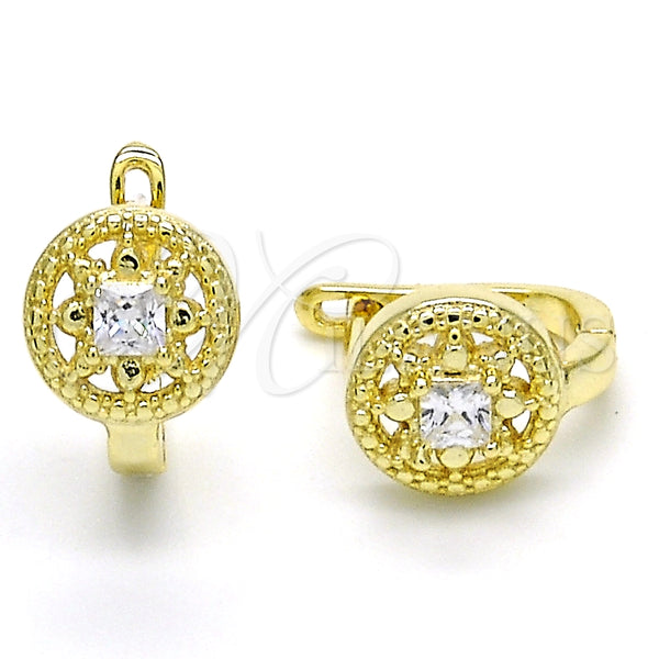 Argolla Huggie 02.186.0132.12 Plata Rodinada, con Zirconia Cubica Blanca, Pulido, Tono Dorado