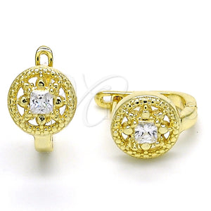 Argolla Huggie 02.186.0132.12 Plata Rodinada, con Zirconia Cubica Blanca, Pulido, Tono Dorado