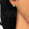 Arete Dormilona 02.186.0133 Plata Rodinada, Diseño de Corazón, con Zirconia Cubica Blanca, Pulido, Tono Dorado