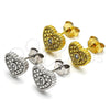 Arete Dormilona 02.186.0133 Plata Rodinada, Diseño de Corazón, con Blanca Zirconia Cubica, Pulido, Tono Dorado