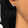 Arete Dormilona 02.186.0133.1 Plata Rodinada, Diseño de Corazón, con Zirconia Cubica Blanca, Pulido, Rodinado