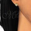 Arete Dormilona 02.186.0134 Plata Rodinada, Diseño de Corazón, con Zirconia Cubica Blanca, Pulido, Tono Dorado