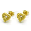 Arete Dormilona 02.186.0134 Plata Rodinada, Diseño de Corazón, con Zirconia Cubica Blanca, Pulido, Tono Dorado