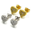 Arete Dormilona 02.186.0134 Plata Rodinada, Diseño de Corazón, con Zirconia Cubica Blanca, Pulido, Tono Dorado