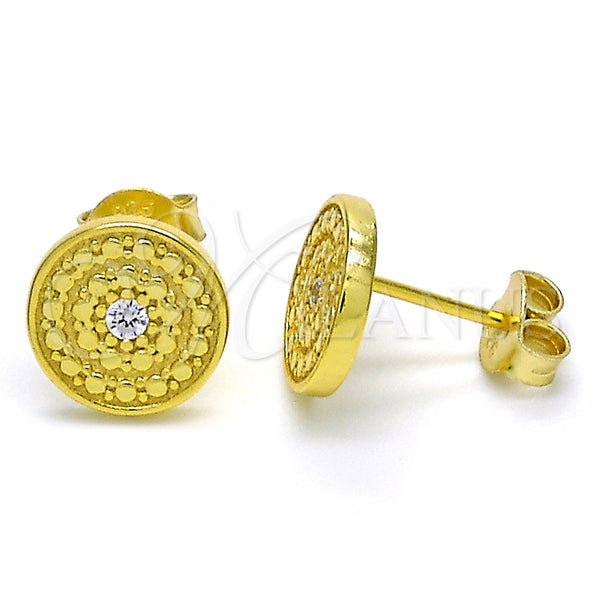 Arete Dormilona 02.186.0135 Plata Rodinada, con Blanca Zirconia Cubica, Pulido, Tono Dorado