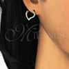 Argolla Huggie 02.186.0138.15 Plata Rodinada, Diseño de Corazón, con Micro Pave Blanca, Pulido, Tono Dorado