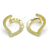 Argolla Huggie 02.186.0138.15 Plata Rodinada, Diseño de Corazón, con Micro Pave Blanca, Pulido, Tono Dorado