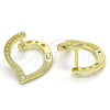 Argolla Huggie 02.186.0138.15 Plata Rodinada, Diseño de Corazón, con Micro Pave Blanca, Pulido, Tono Dorado