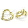 Argolla Huggie 02.186.0138.15 Plata Rodinada, Diseño de Corazón, con Micro Pave Blanca, Pulido, Tono Dorado