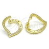 Argolla Huggie 02.186.0138.15 Plata Rodinada, Diseño de Corazón, con Micro Pave Blanca, Pulido, Tono Dorado