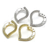 Argolla Huggie 02.186.0138.15 Plata Rodinada, Diseño de Corazón, con Micro Pave Blanca, Pulido, Tono Dorado