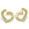 Argolla Huggie 02.186.0139.15 Plata Rodinada, Diseño de Corazón, con Blanca Zirconia Cubica, Pulido, Tono Dorado
