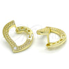 Argolla Huggie 02.186.0139.15 Plata Rodinada, Diseño de Corazón, con Blanca Zirconia Cubica, Pulido, Tono Dorado