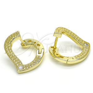 Argolla Huggie 02.186.0139.15 Plata Rodinada, Diseño de Corazón, con Zirconia Cubica Blanca, Pulido, Tono Dorado