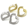 Argolla Huggie 02.186.0139.15 Plata Rodinada, Diseño de Corazón, con Blanca Zirconia Cubica, Pulido, Tono Dorado