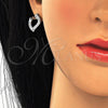 Argolla Huggie 02.186.0139.1.15 Plata Rodinada, Diseño de Corazón, con Zirconia Cubica Blanca, Pulido, Rodinado
