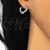 Argolla Huggie 02.186.0139.1.15 Plata Rodinada, Diseño de Corazón, con Zirconia Cubica Blanca, Pulido, Rodinado