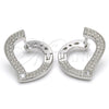 Argolla Huggie 02.186.0139.1.15 Plata Rodinada, Diseño de Corazón, con Zirconia Cubica Blanca, Pulido, Rodinado