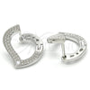 Argolla Huggie 02.186.0139.1.15 Plata Rodinada, Diseño de Corazón, con Zirconia Cubica Blanca, Pulido, Rodinado