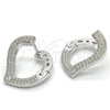 Argolla Huggie 02.186.0139.1.15 Plata Rodinada, Diseño de Corazón, con Zirconia Cubica Blanca, Pulido, Rodinado
