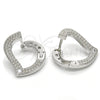 Argolla Huggie 02.186.0139.1.15 Plata Rodinada, Diseño de Corazón, con Zirconia Cubica Blanca, Pulido, Rodinado
