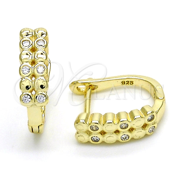 Argolla Huggie 02.186.0140.12 Plata Rodinada, con Zirconia Cubica Blanca, Pulido, Tono Dorado