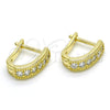 Argolla Huggie 02.186.0141.10 Plata Rodinada, con Zirconia Cubica Blanca, Pulido, Tono Dorado