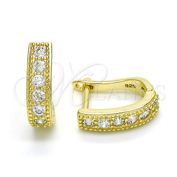 Argolla Huggie 02.186.0141.10 Plata Rodinada, con Zirconia Cubica Blanca, Pulido, Tono Dorado