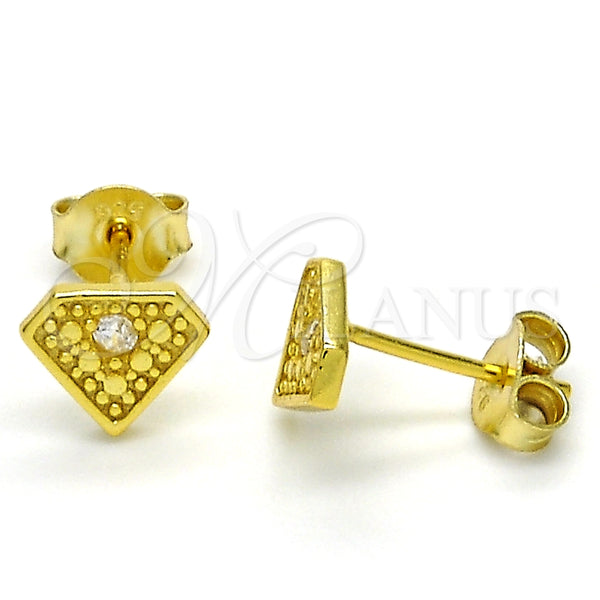 Arete Dormilona 02.186.0151 Plata Rodinada, con Zirconia Cubica Blanca, Pulido, Tono Dorado