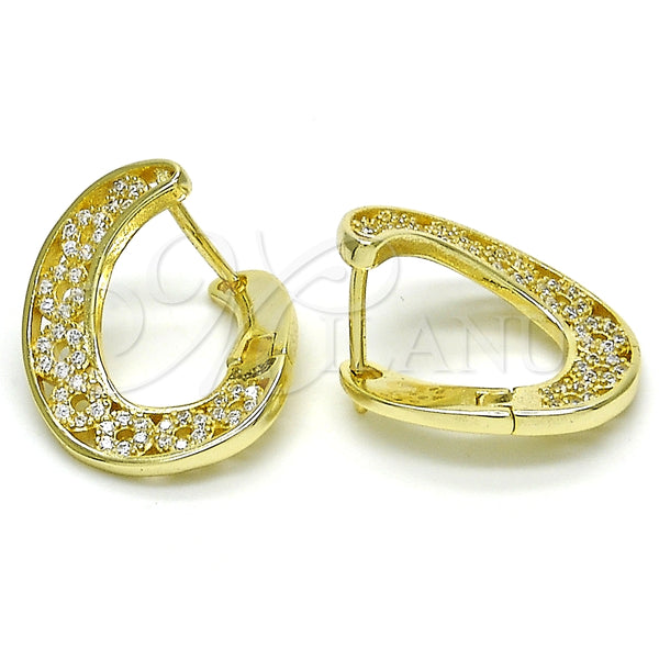 Argolla Huggie 02.186.0153.15 Plata Rodinada, con Micro Pave Blanca, Pulido, Tono Dorado