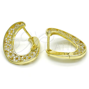 Argolla Huggie 02.186.0153.15 Plata Rodinada, con Micro Pave Blanca, Pulido, Tono Dorado
