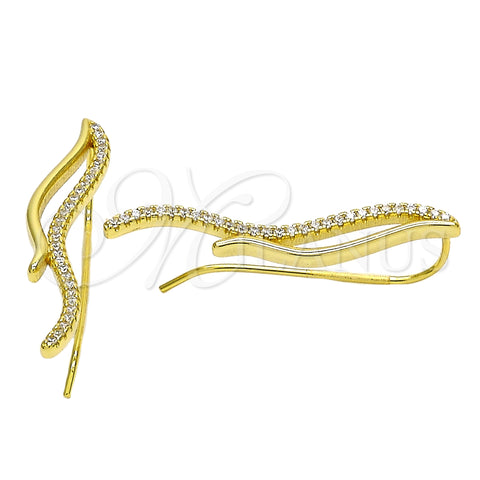 Arete Dormilona 02.186.0154 Plata Rodinada, con Blanca Micro Pave, Pulido, Tono Dorado