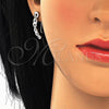 Arete Dormilona 02.186.0155.1 Plata Rodinada, Diseño de Infinito, con Micro Pave Blanca, Pulido, Rodinado