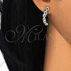 Arete Dormilona 02.186.0155.1 Plata Rodinada, Diseño de Infinito, con Micro Pave Blanca, Pulido, Rodinado