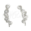Arete Dormilona 02.186.0155.1 Plata Rodinada, Diseño de Infinito, con Micro Pave Blanca, Pulido, Rodinado