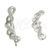 Arete Dormilona 02.186.0155.1 Plata Rodinada, Diseño de Infinito, con Micro Pave Blanca, Pulido, Rodinado