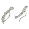 Arete Dormilona 02.186.0155.1 Plata Rodinada, Diseño de Infinito, con Micro Pave Blanca, Pulido, Rodinado