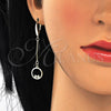 Arete Largo 02.186.0162 Plata Rodinada, Diseño de Corazón, con Micro Pave Blanca, Pulido, Tono Dorado