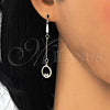 Arete Largo 02.186.0162 Plata Rodinada, Diseño de Corazón, con Micro Pave Blanca, Pulido, Tono Dorado