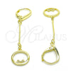 Arete Largo 02.186.0162 Plata Rodinada, Diseño de Corazón, con Micro Pave Blanca, Pulido, Tono Dorado