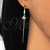 Arete Largo 02.186.0163 Plata Rodinada, Diseño de Estrella, con Micro Pave Blanca, Pulido, Tono Dorado
