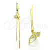 Arete Largo 02.186.0163 Plata Rodinada, Diseño de Estrella, con Micro Pave Blanca, Pulido, Tono Dorado