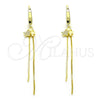 Arete Largo 02.186.0163 Plata Rodinada, Diseño de Estrella, con Micro Pave Blanca, Pulido, Tono Dorado