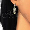 Arete Largo 02.186.0165 Plata Rodinada, con Zirconia Cubica Blanca, Pulido, Tono Dorado
