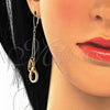 Arete Largo 02.186.0166 Plata Rodinada, Diseño de Amor, con Zirconia Cubica Blanca, Pulido, Tono Dorado